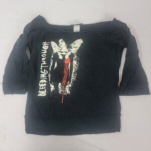BandMerch Bleeding Through Women's  Black 1/2 Sleeve Pullover Shirt Top SMALL